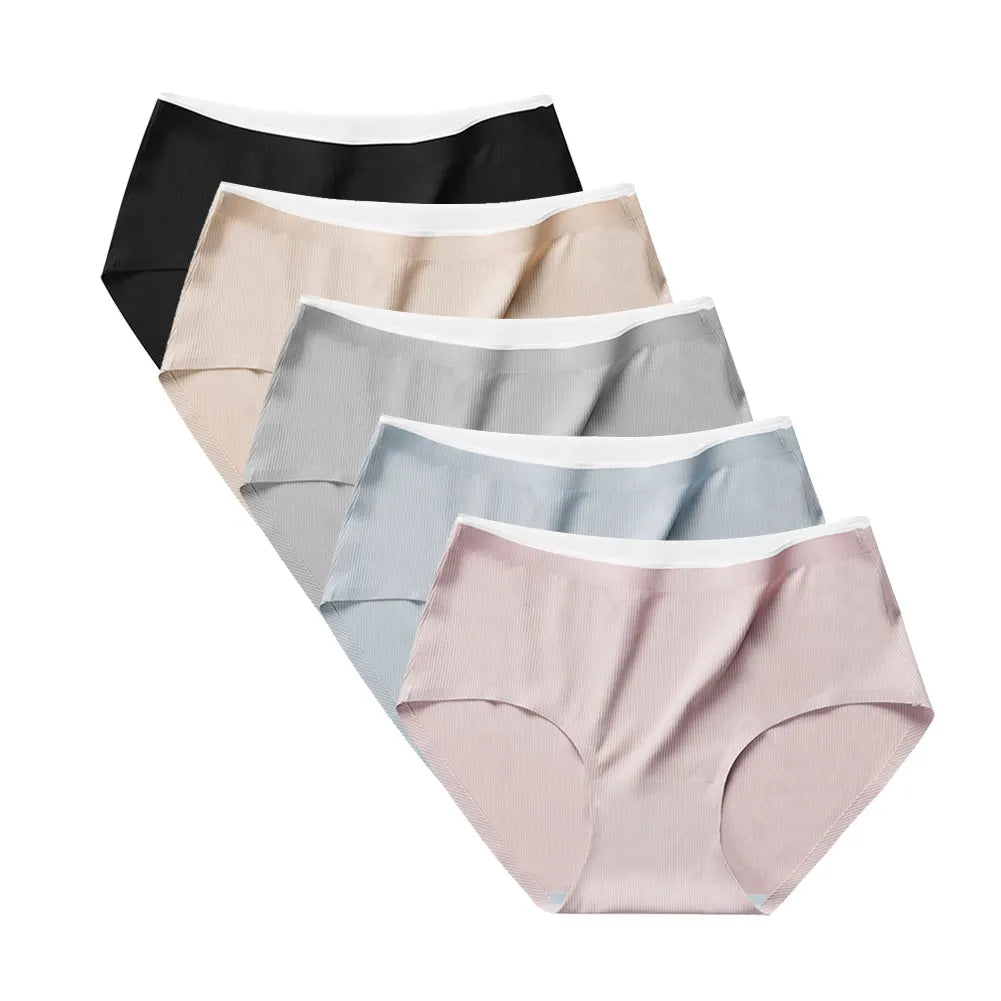 5pcs/Set Women's Breathable Panties Multipack Underwears for Women Girls Soft Knickers Lady ice Silk Underpants Aviola