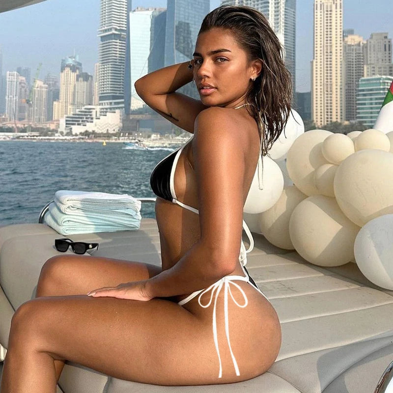 Y2K European and American Foreign Trade Women's Split Swimsuit Cross border Simple and Sexy Hot Bikini Aviola
