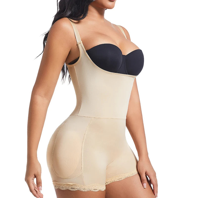 4-Pad Body Shaper Bodysuit for Women Adjustable Strap Tummy Control Shapewear Butt Lifter Hip Enhancer Slimming Waist Cincher Aviola