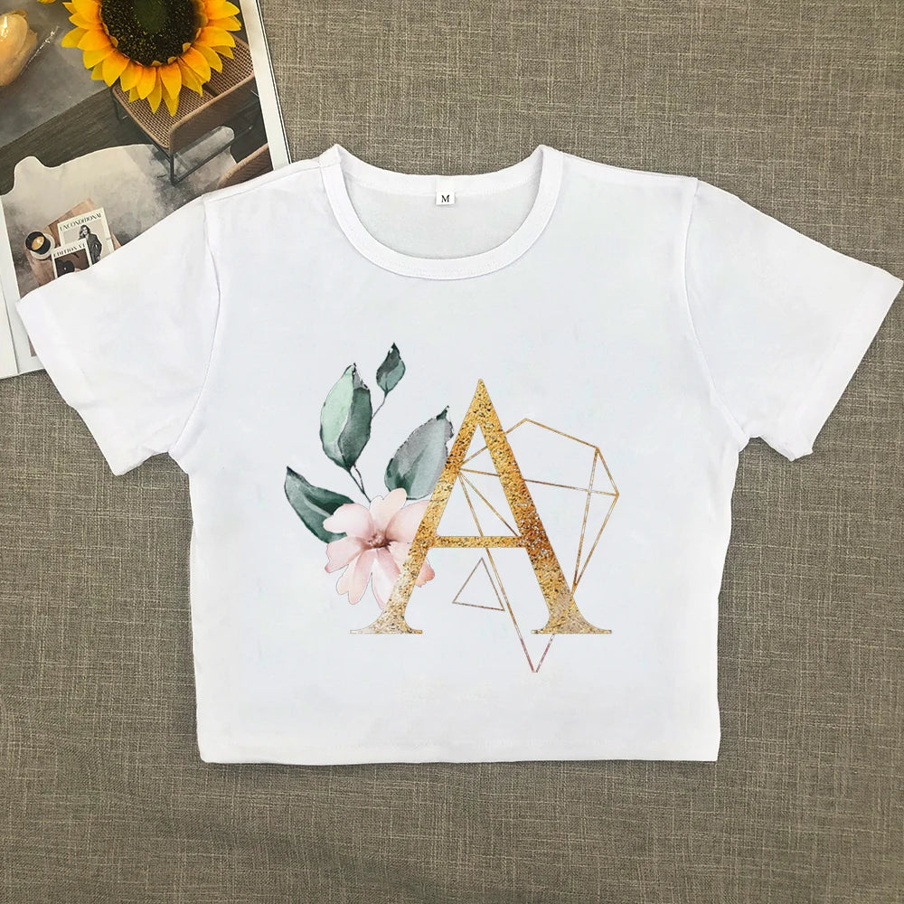2024 Europe and the United States new printed art letter short sleeve women with street women T-shirt Y2K Aviola