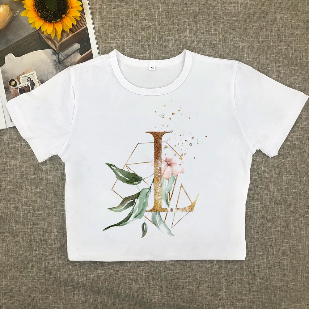 2024 Europe and the United States new printed art letter short sleeve women with street women T-shirt Y2K Aviola