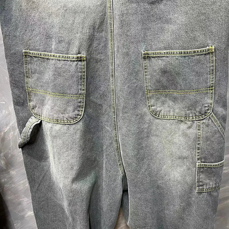 Jumpsuits Women Causal Loose Denim One Piece Mom Jeans Suspenders Overalls Wide Leg Long Pants High Waist Rompers Y2k Streetwear Aviola