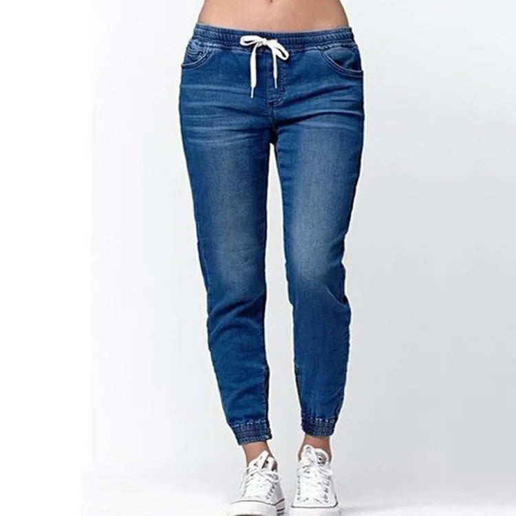 Pencil Denim Pants Women Jeans Ankle Length Pants Y2k Streetwear Spliced Pockets Mid Waist Washed Jean Skinny Casual Mom Aviola