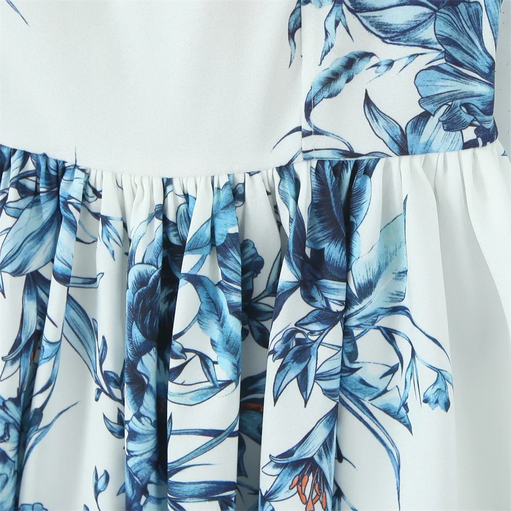 BM&MD&ZA2025Flower Print Halter Collar Summer New Arrivals Women's Backless Casual A-line Dress Short Skirt Aviola