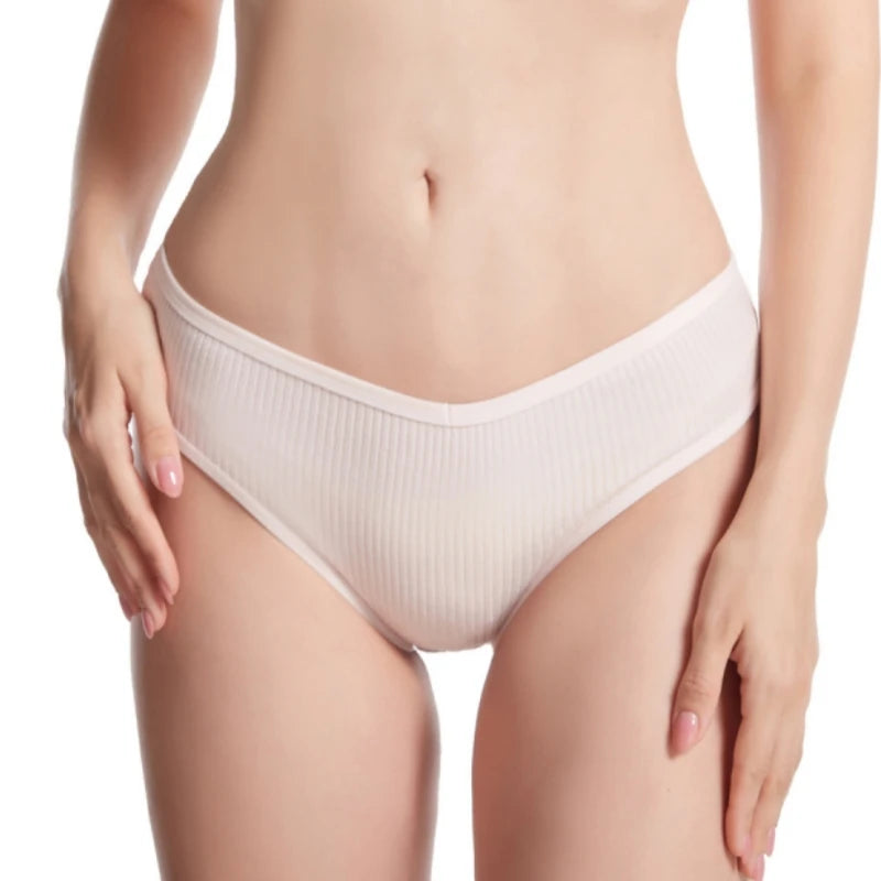 4Pcs/Set Seamless Panties Cotton Briefs Low Waist Bikini Panty Sports Underwear Breathable Solid Color Ribbed Underpants Aviola