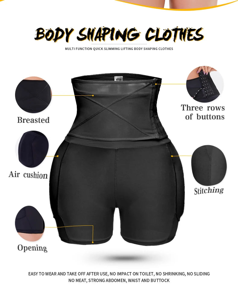 Women's Shapewear Firm Control Seamless Padded Thigh Slimmer High Waist Panties Hip Pads Enhancer Butt Lifter Short Booster Aviola