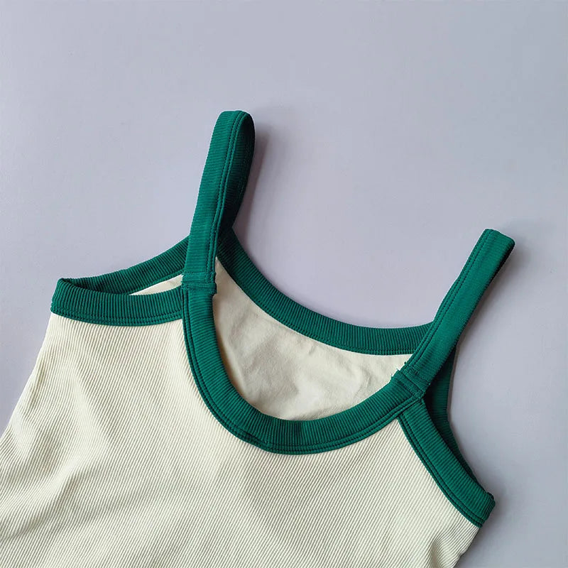2024 New Sexy Sports Bras Women Fitness Vest Sports Top Tank Top Push Up Bra Running Fitness Breathable Stitching Color Yoga Bra Aviola