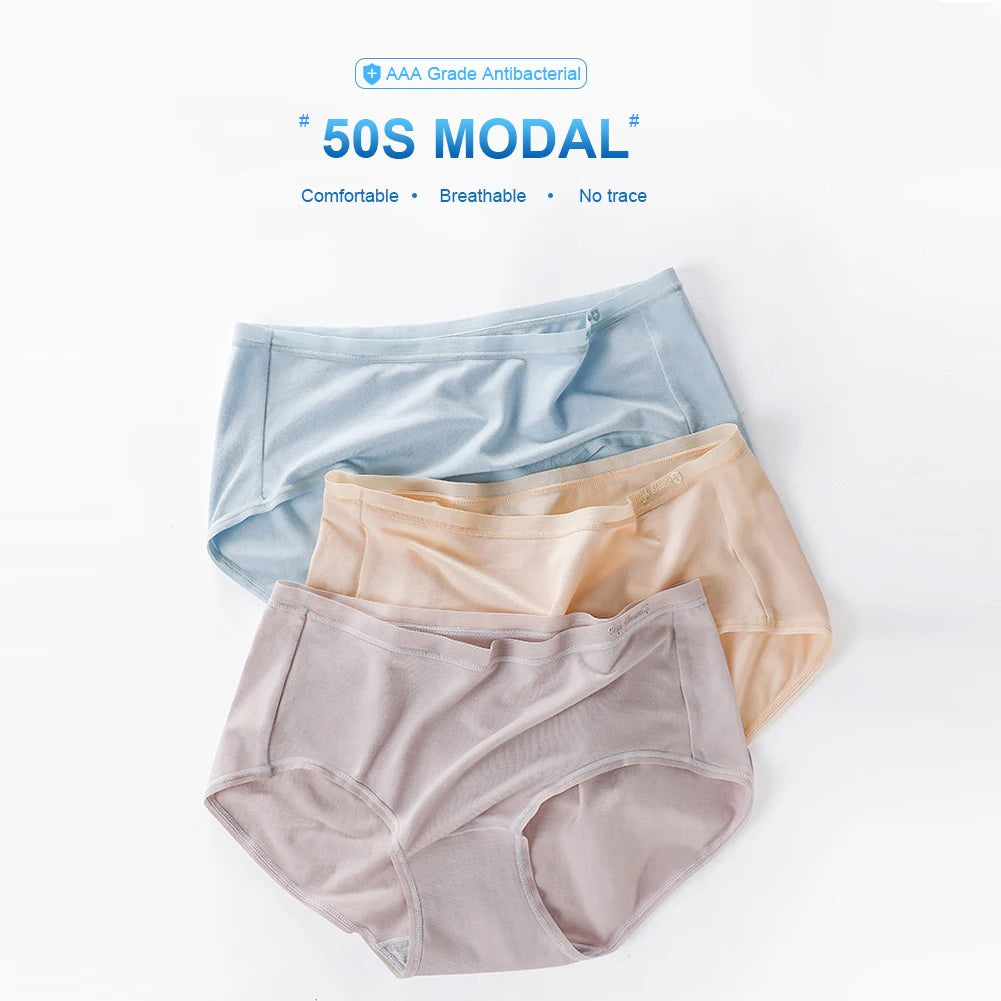5PCS Women's Panties Modal Seamless Breathable Mid-waist Briefs Soft Underpants Lingerie Aviola