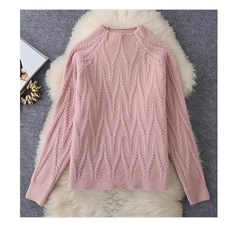 Women Tracksuit Thick Sweater Autumn Winter Knitted Two Piece Set Top+Knitted wide leg Pant Warm Sweater Elastic Trousers Suits Aviola
