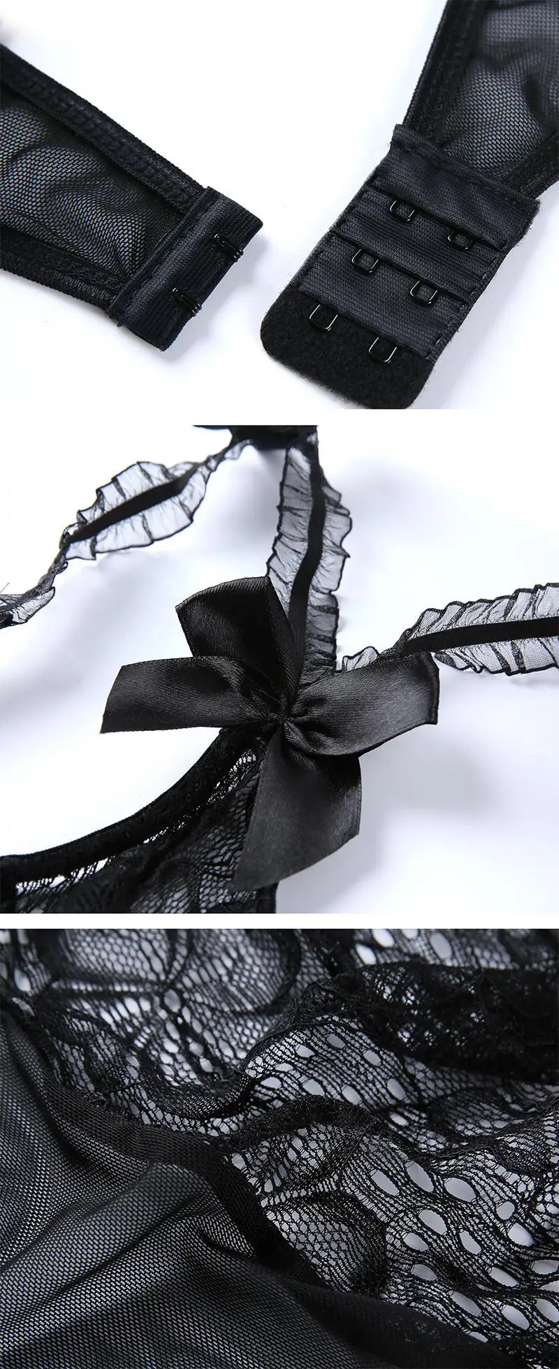 Women Porn Underwear Lace Hollow Open Bra Set Plus Size Sexy Costumes Deep V Neck Teddy Bodysuits Erotic Crotchless Lingerie Set Aviola
