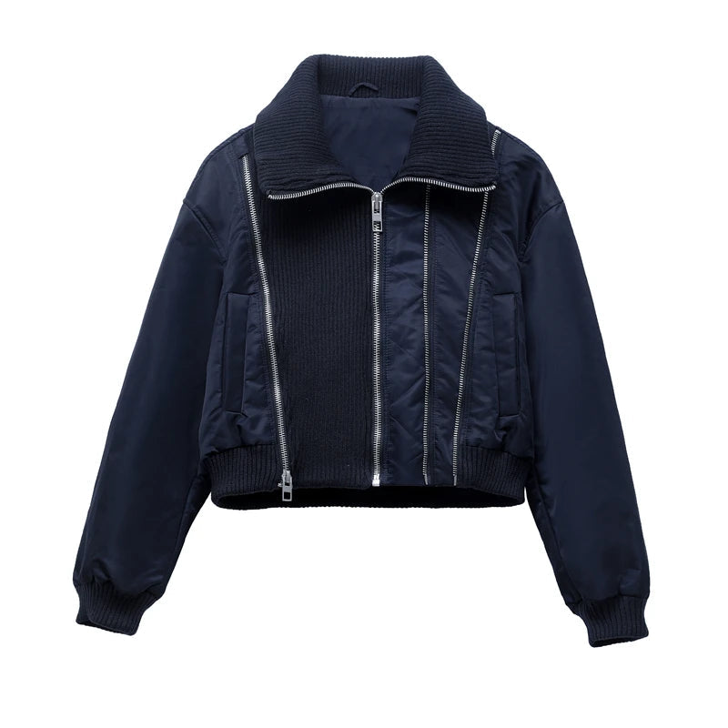 RARF 2024 new women's zipper stitching bomber jacket clip cotton jacket stitching women's top Aviola