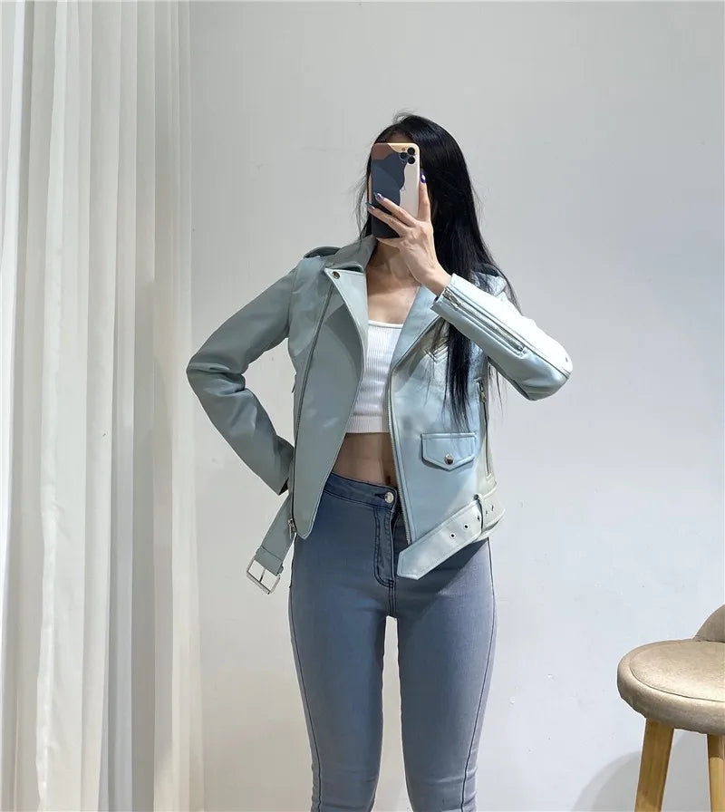 RARF Spring and Autumn 2024 The new belt detachable epaulet motorcycle jacket leather jacket Aviola