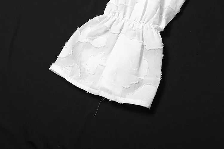 Nibber Beach Party Mesh Patchwork 2 Piece Set Women Sexy Slash Neck Flared Sleeve Crop Tops+A-Line Long Skirts Elegant Suits Aviola