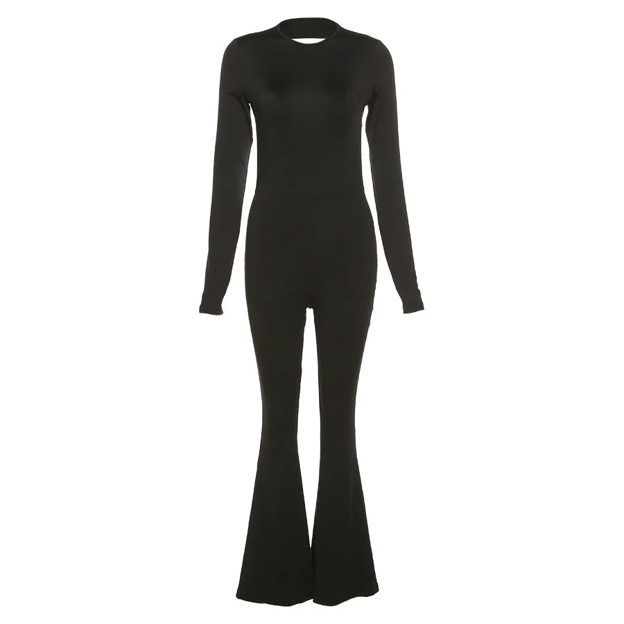 Nibber Sexy Open-Back Jumpsuit Hollow New Spring Fashion Flared High Street For Temperament Women Street Daily Commuting Wear Aviola