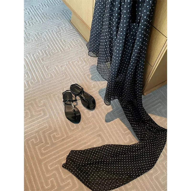 MEXZT Elegant Polka Dots Shirts Women Korean Sheer Halter Bandage Chiffon Blouses Summer Ladies Fashion Print Casual Design Tops Aviola