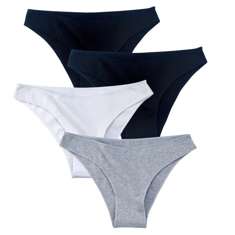 4Pcs/Set Cotton Panties Low Rise Briefs Solid Color Women Seamless Underwear Breathable Underpants Lingerie Comfy Intimate Aviola