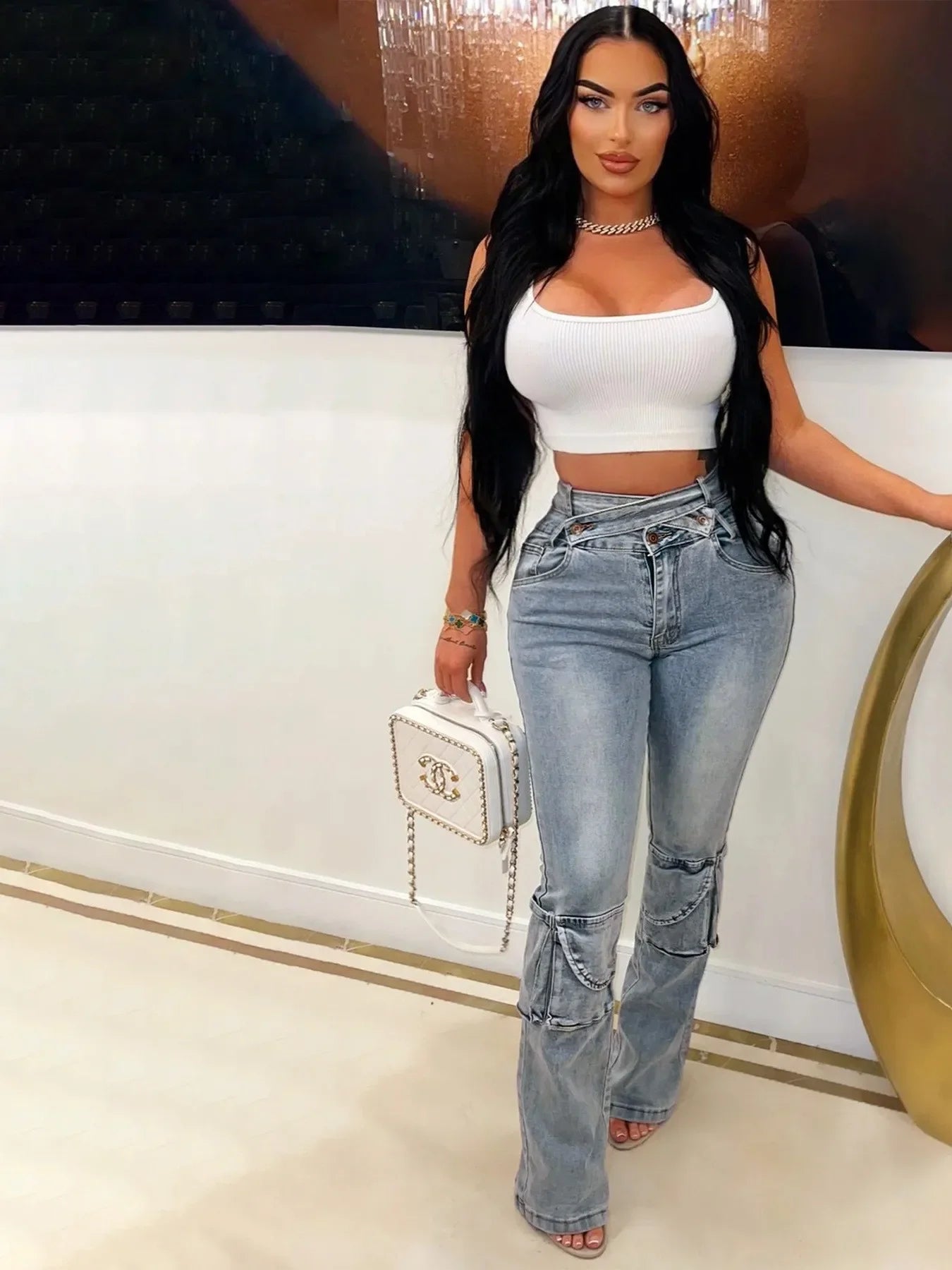Jeans Women Denim Straight Pants Streetwear Mom Full Length High Waist Multiple Pockets Distressed Washed 2025 Vintage Trousers Aviola