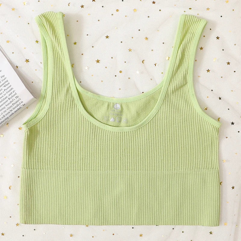 Seamless Bras For Women Streetwear Rib Sports Tank Top Sexy Lingerie No Pads Crop Top Female Fitness Underwear Aviola