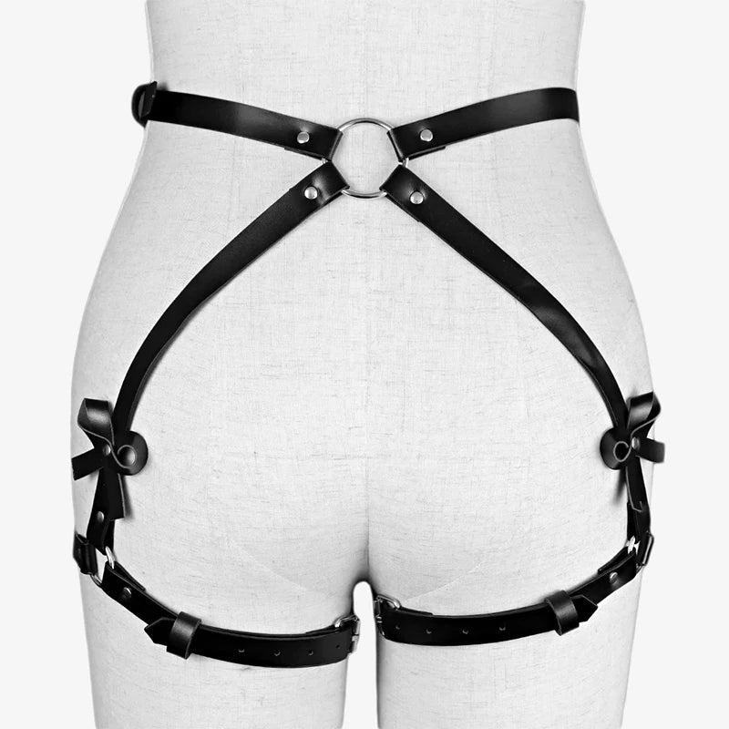 Bdsm Bondage Leg Harness Garter Belt Erotic Lingerie Women Body Garters Gothic Lenceria Mujer Sexy Bow PU Leather Harness Belts Aviola