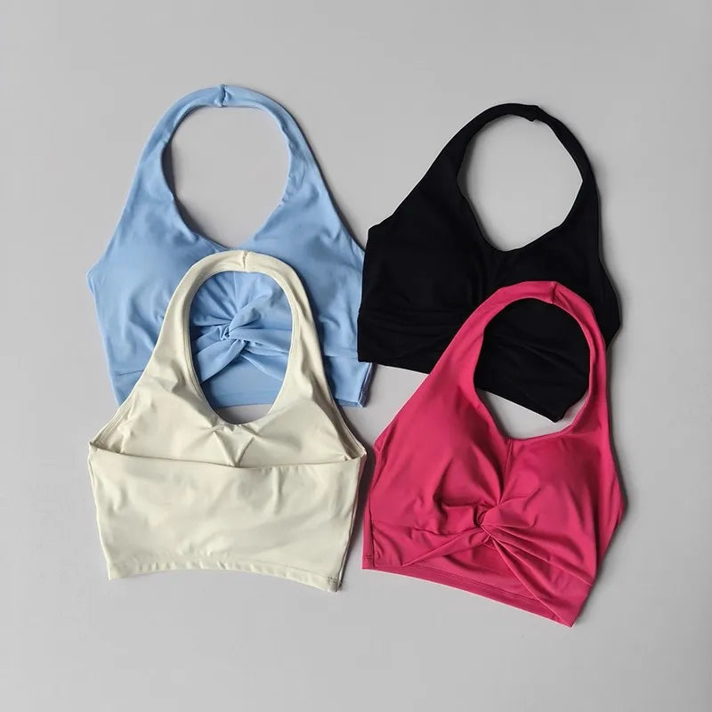 Women's Sexy Hanging Neck Sports Bra Quick Dry Fitness Beauty Back Training Running Sports Bra Comfortable Support Yoga Bras Aviola