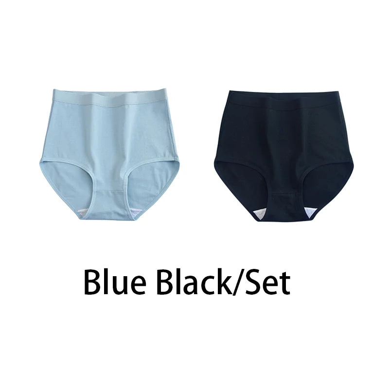 2PCS/Set Women Plus SizeCotton Panties Comfort Underwear 6 Colors Sexy Female High Waist Briefs Lingerie Aviola