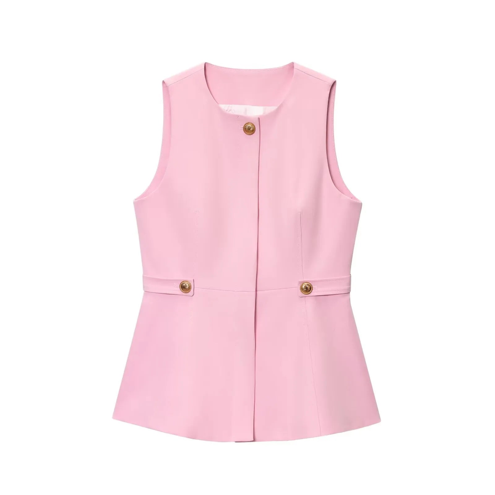 Elegant High Waist Slim Flared Pants Set with round Neck Sleeveless Vest Top And Short Skirt Hem for Women Aviola