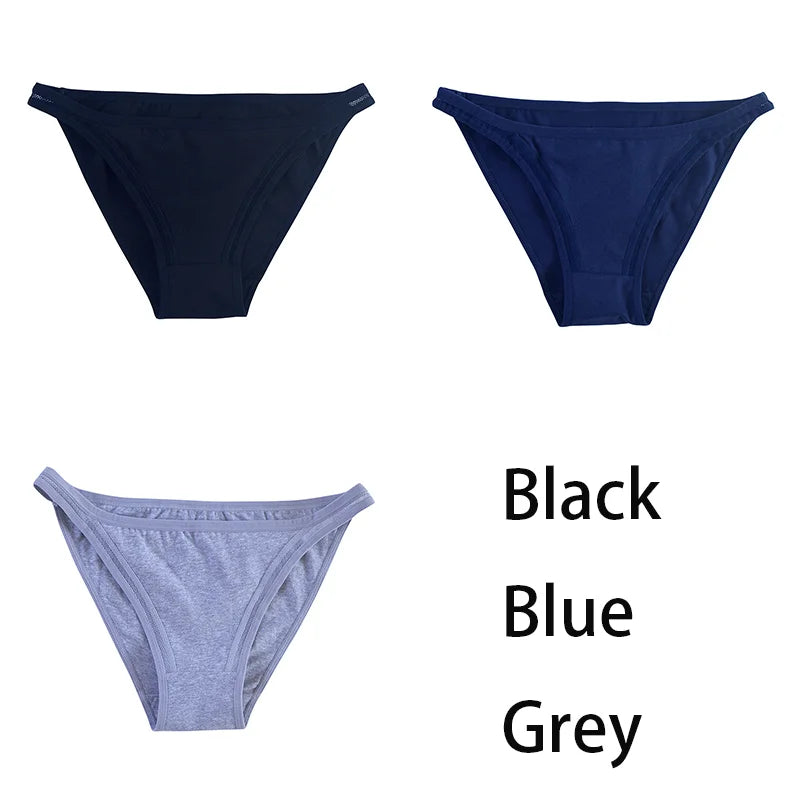 3Pcs/set Women Cotton Panties Female Mesh Underpants Solid Color Bikini Briefs Underwear Ladies Sexy Panty Girls Lingerie Aviola