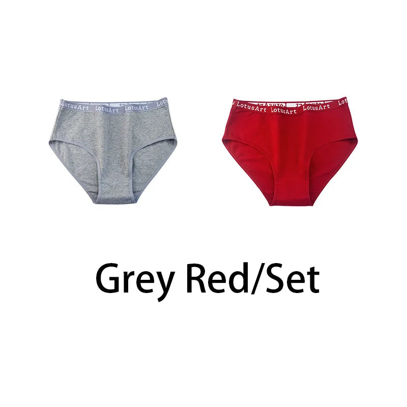 2PCS/Set Women Cotton Solid Panties Sexy Plus Size Underwear Letter Lingerie High Waist Comfor Briefs Aviola