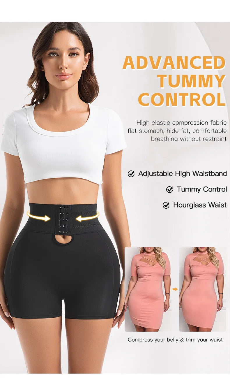 4 Pads Body Shaper Women Hip and Butt Lifter Shapewear Tummy Control Panties Waist Trainer with 3-Row Hooks Slimming Underwear Aviola
