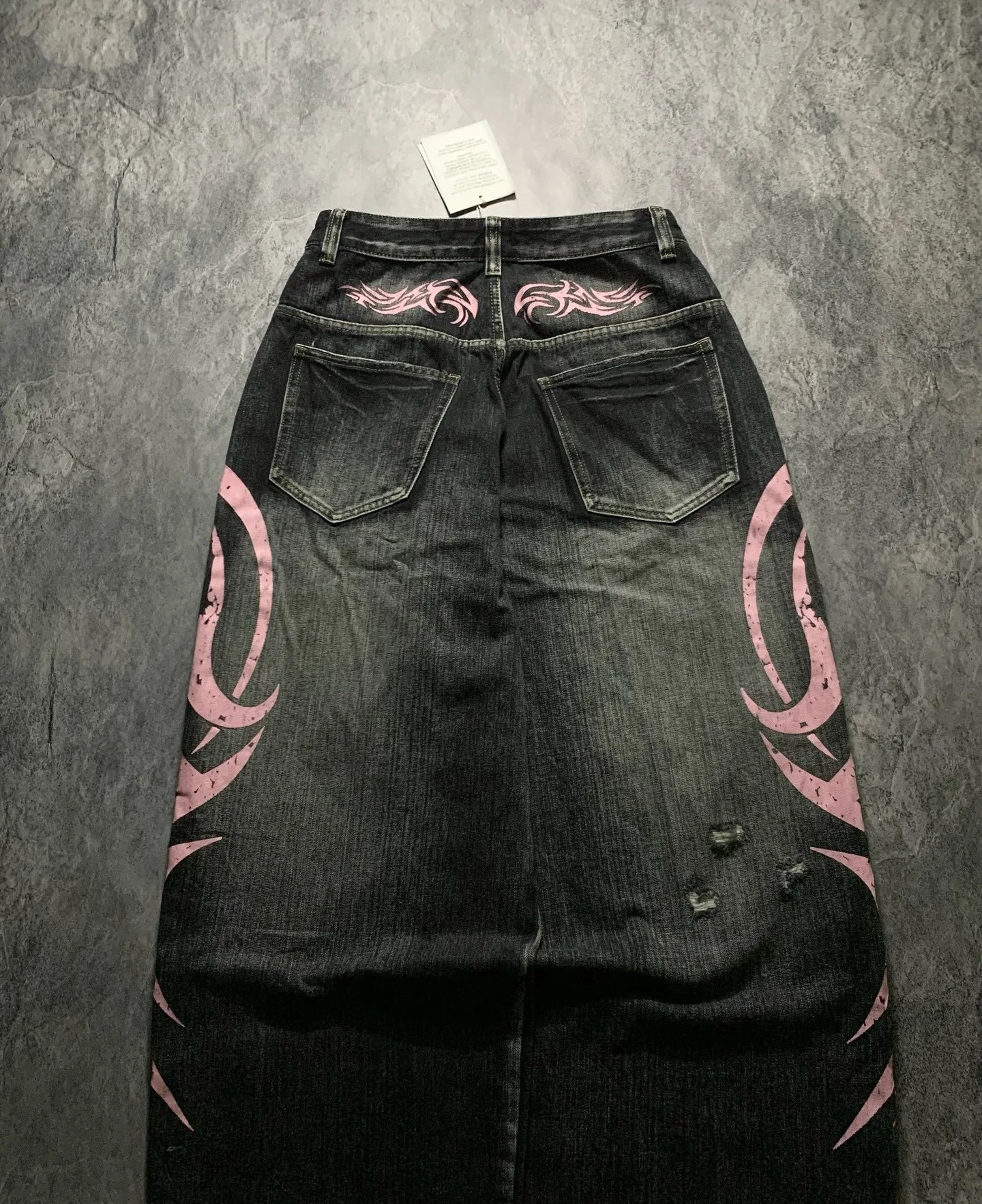 Denim Pant Women Jeans Wide Leg Long Pants Hole High Waist Straight Trousers Y2k Streetwear Print Mom Jeans Casual Loose 2025 Aviola
