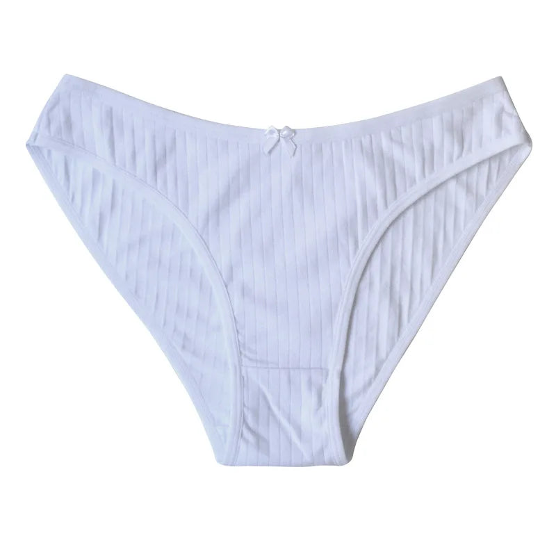 3PCS/Set Women Cotton Panties Sexy Classic Underwear Low Rise Female Rib Underpants Girls Comfort Briefs Bow Lingerie Aviola