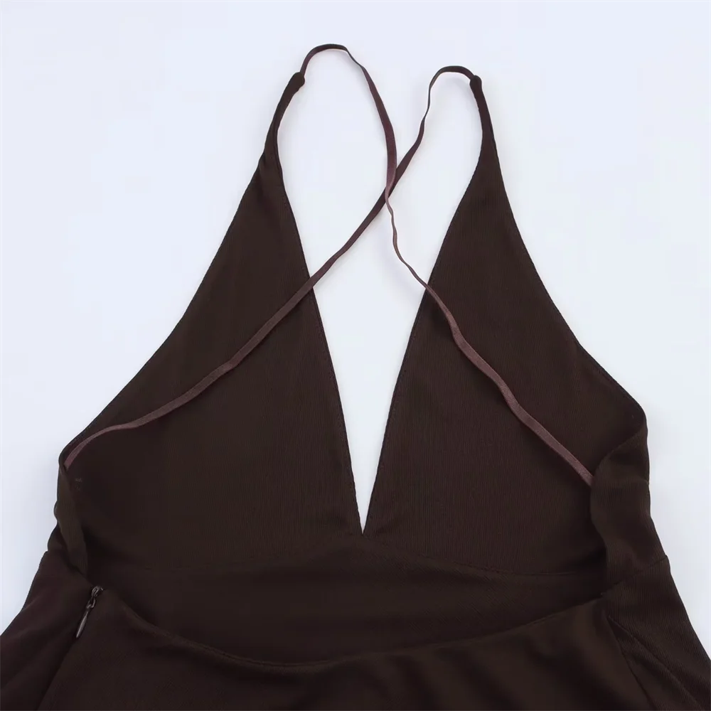 BM&MD&ZA2025asymmetric V-neck backless sling loose sexy holiday style dress summer new women's clothing Aviola