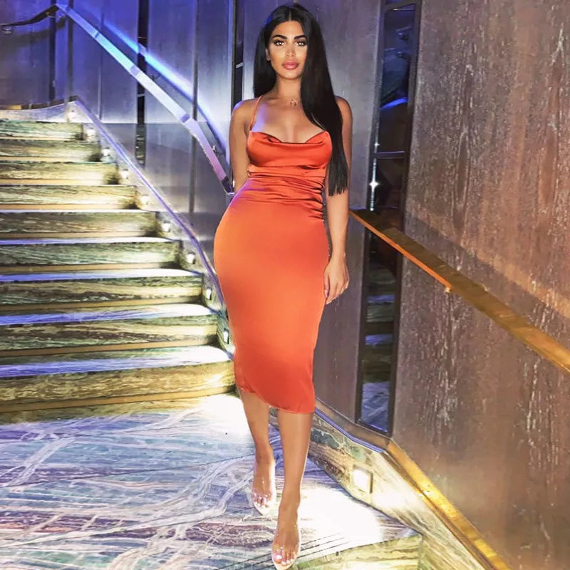 Y2K Cross border Women's Dress Foreign Trade Sexy Nightclub Dress Summer Satin Fashion Women's Dress Aviola