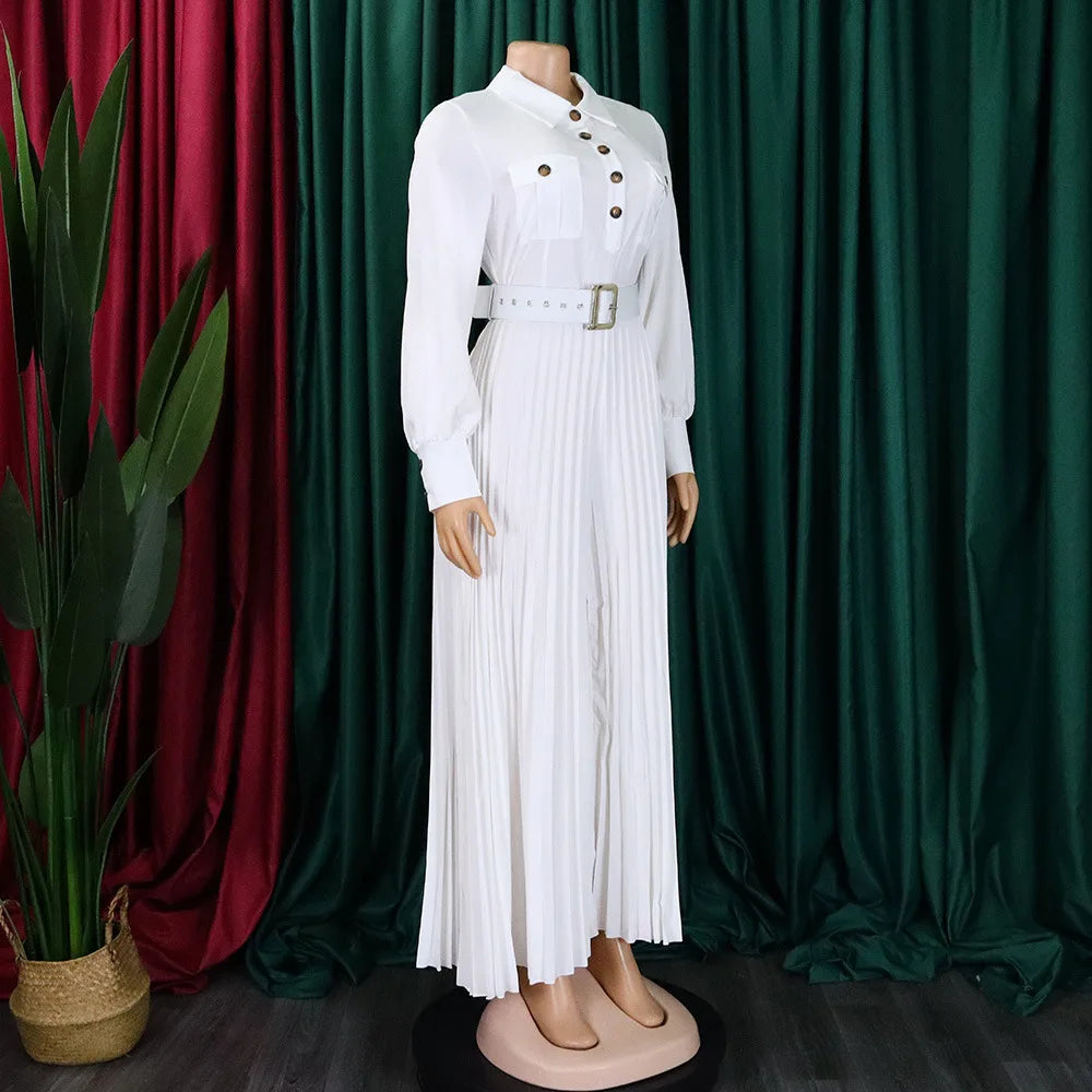 pleated Jumpsuits Women Single Breasted Long Sleeve Rompers Overalls Wide Leg Pants Spliced Sashes Slim Fit One Piece Button Aviola