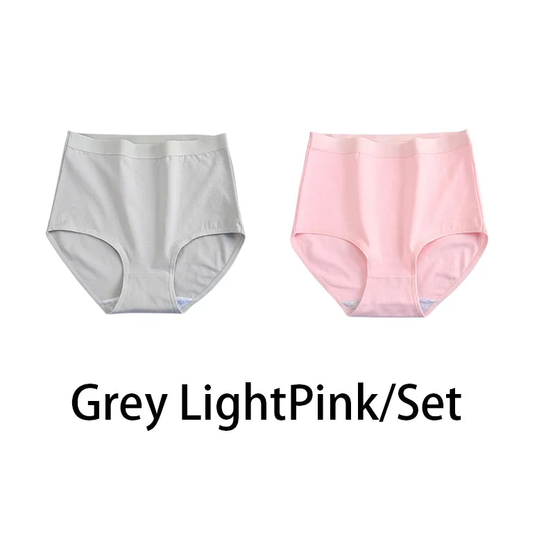 2PCS/Set Women Plus Size Panties Body Shaper Cotton Underwear Lingerie 6 Colors Sexy Female High Waist Seamless Briefs NKT2119-2 Aviola