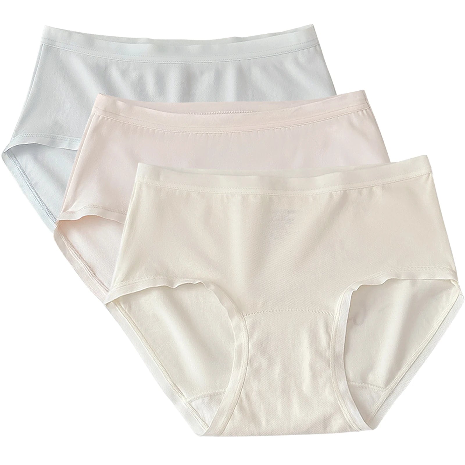 3pcs/Set Plus-Size Cotton Underwears for Women Girl Solid Color Breathable Underpants Comfortable Soft Panties Aviola