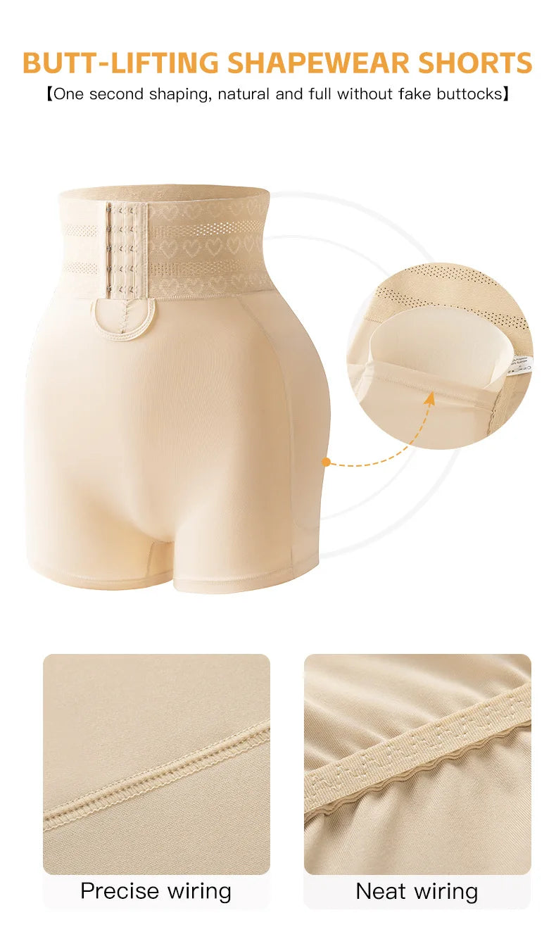4 Pads Body Shaper Women Hip and Butt Lifter Shapewear Tummy Control Panties Waist Trainer with 3-Row Hooks Slimming Underwear Aviola