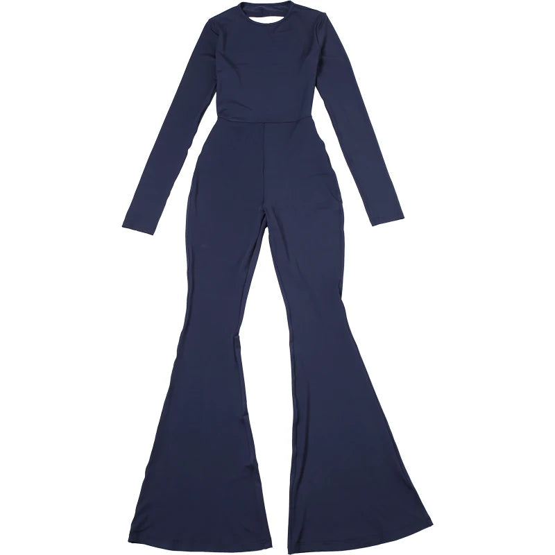 Nibber Sexy Open-Back Jumpsuit Hollow New Spring Fashion Flared High Street For Temperament Women Street Daily Commuting Wear Aviola