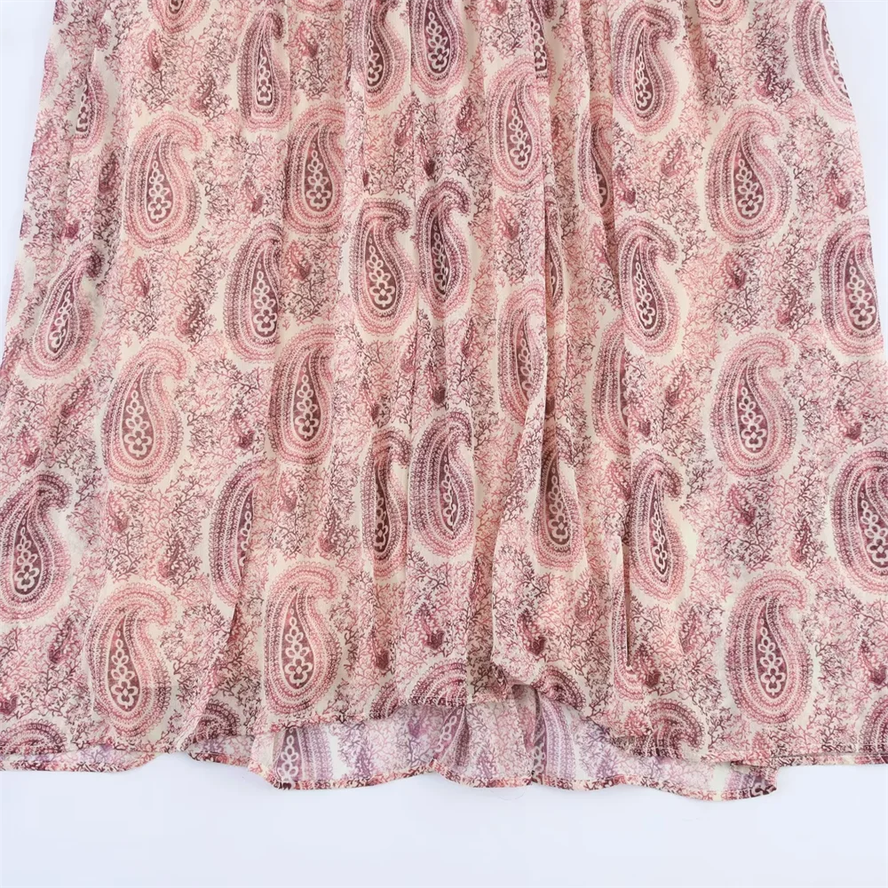 BM&MD&ZA2025Temperament Layered Decorative Printing Loose Long Sleeve V-Neck Dress Summer New Arrival Women's Clothing Aviola