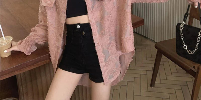 MEXZT Lace Blouses Women Sexy See Through Tassel Loose Sunscreen Shirts Summer Korean Sweet Elegant Casual Sun Protection Tops Aviola