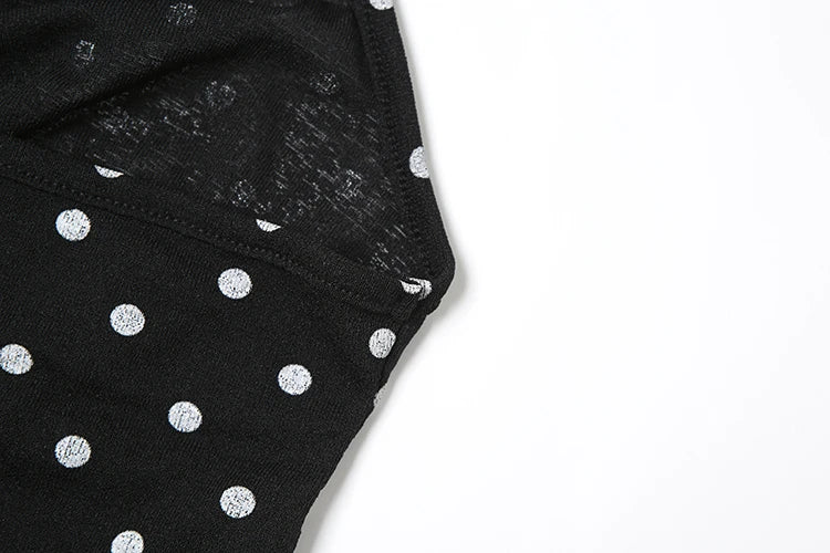 Nibber See Through Vests Women v-Neck Halter Bandage Backless Polka Dot Print Street Sexy Daily Skinny Fashion Hot Chick Tops Aviola