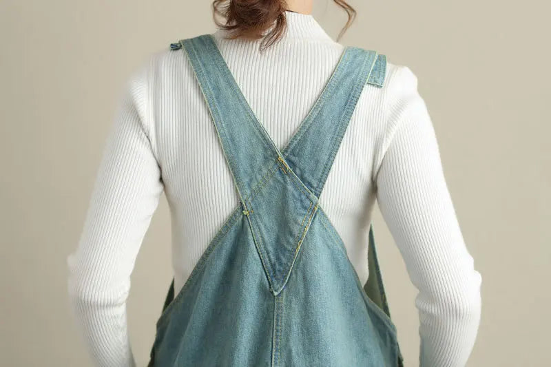 Jumpsuits Women Causal Loose Denim One Piece Mom Jeans Suspenders Overalls Wide Leg Long Pants High Waist Rompers Y2k Streetwear Aviola