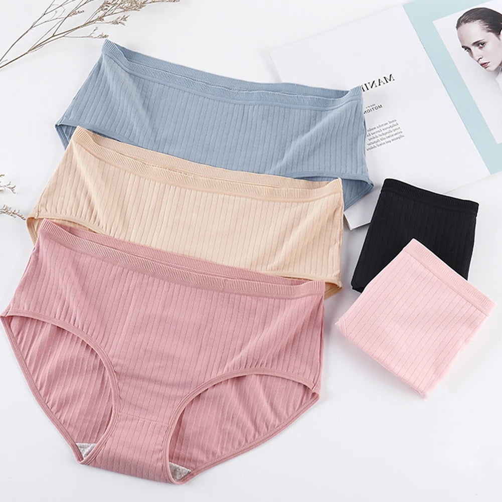 5pcs/pack Women's Stretchy Cotton Panties Oversize Anti-bacterial Briefs Lingerie Aviola