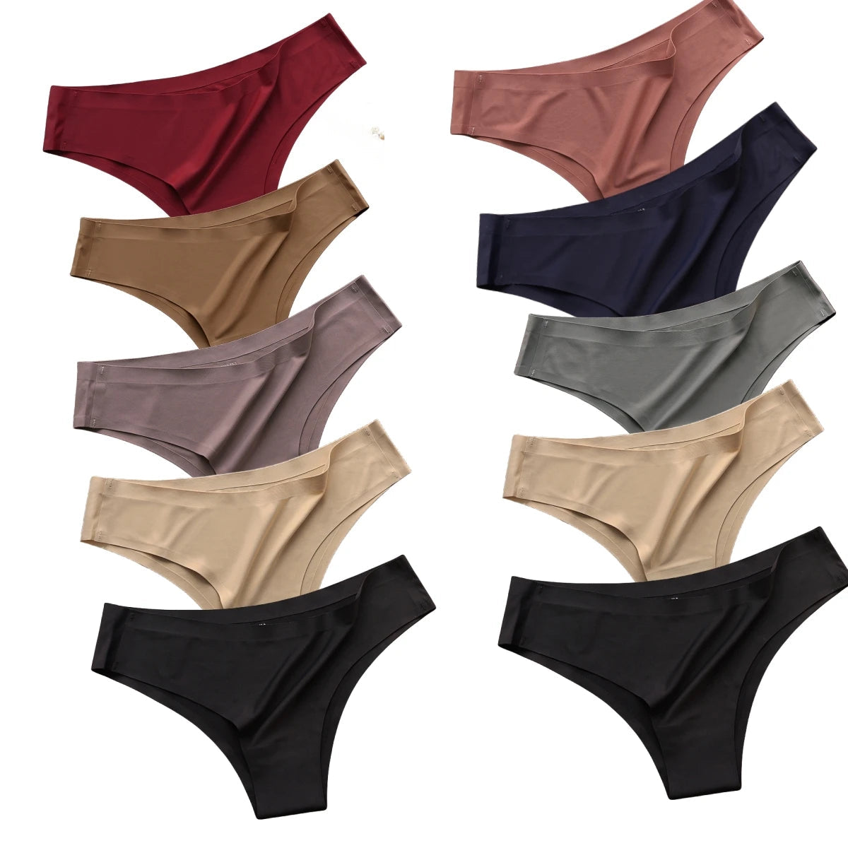 10Pcs/Set Seamless Panties Women Ice Silk Underwear Sexy Sports Briefs Low Waist Panties Female Soft Ultra-thin Lingerie Aviola