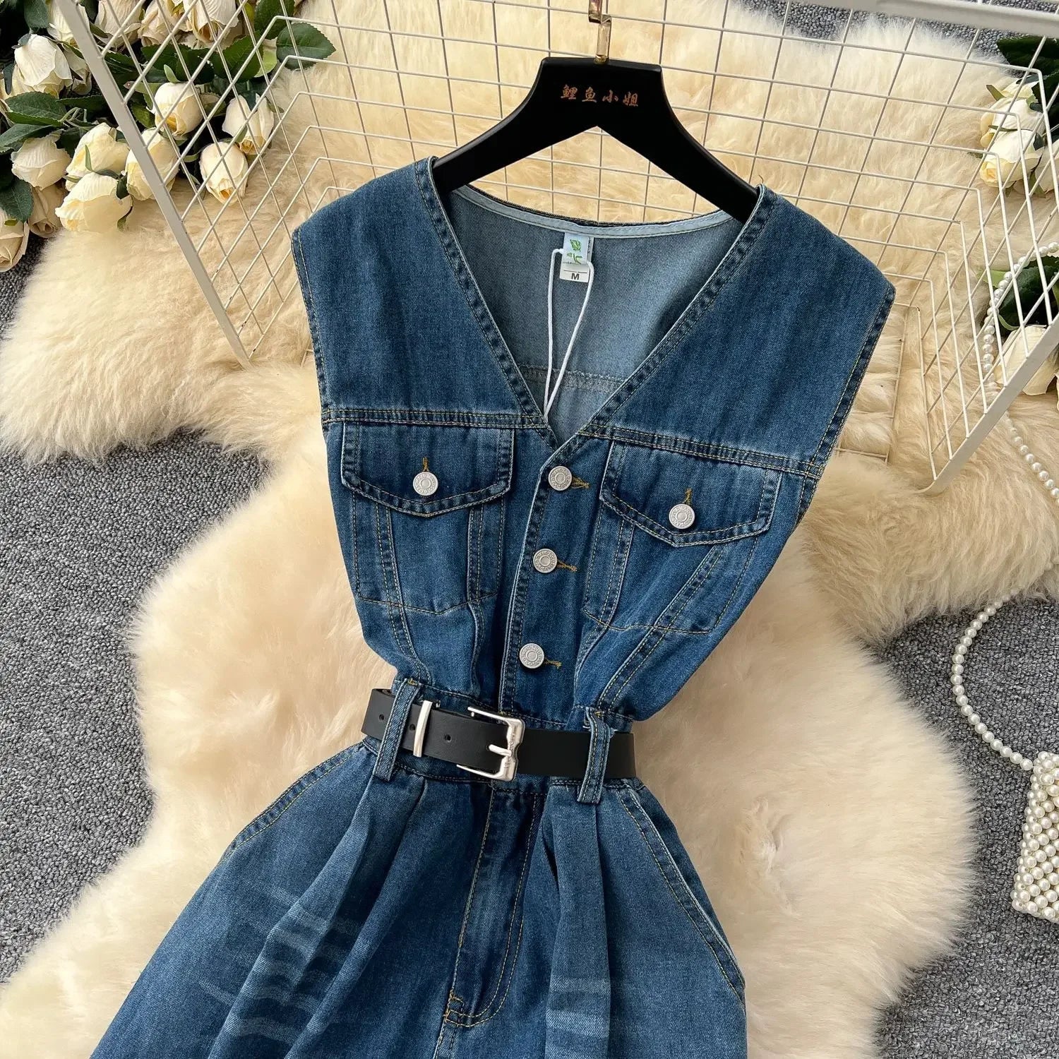 Denim Jumpsuits Women One Piece Wide Leg Pants Washed Distressed Sleeveless Pockets 2025 Streetwear High Waist Jeans Trousers Aviola