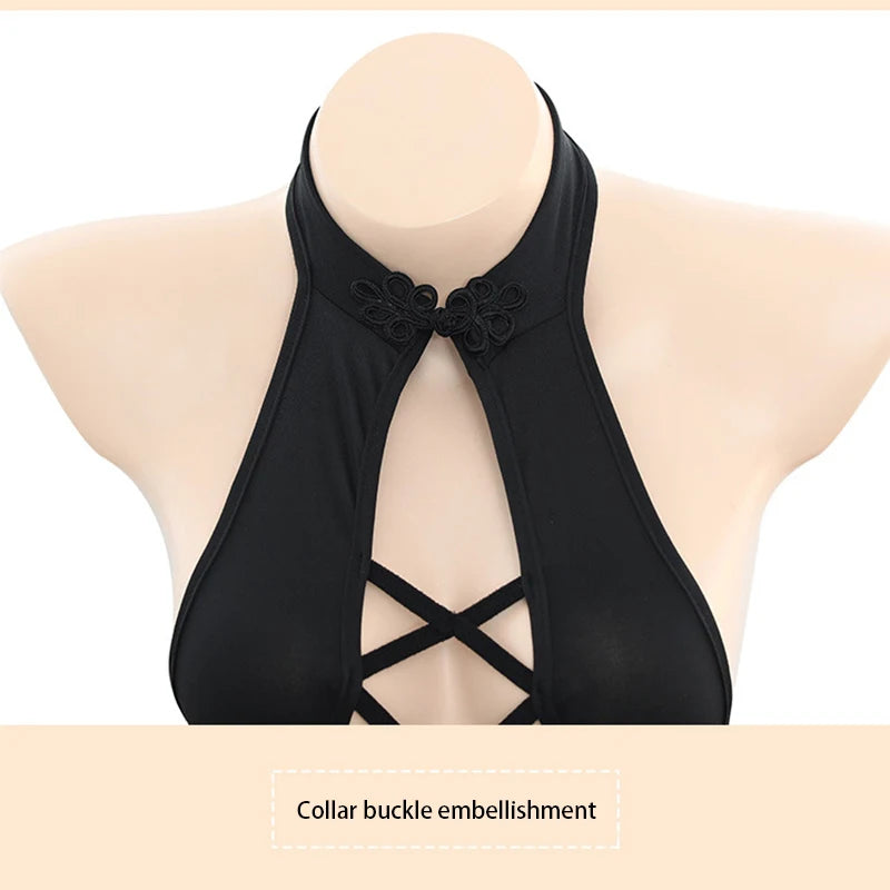 Sexy Crotchless Underwear Women Crossed Lines Hollow Bra & Brief Sets Porn Costume Backless Teddy Body Suits Erotic Lingerie Set Aviola