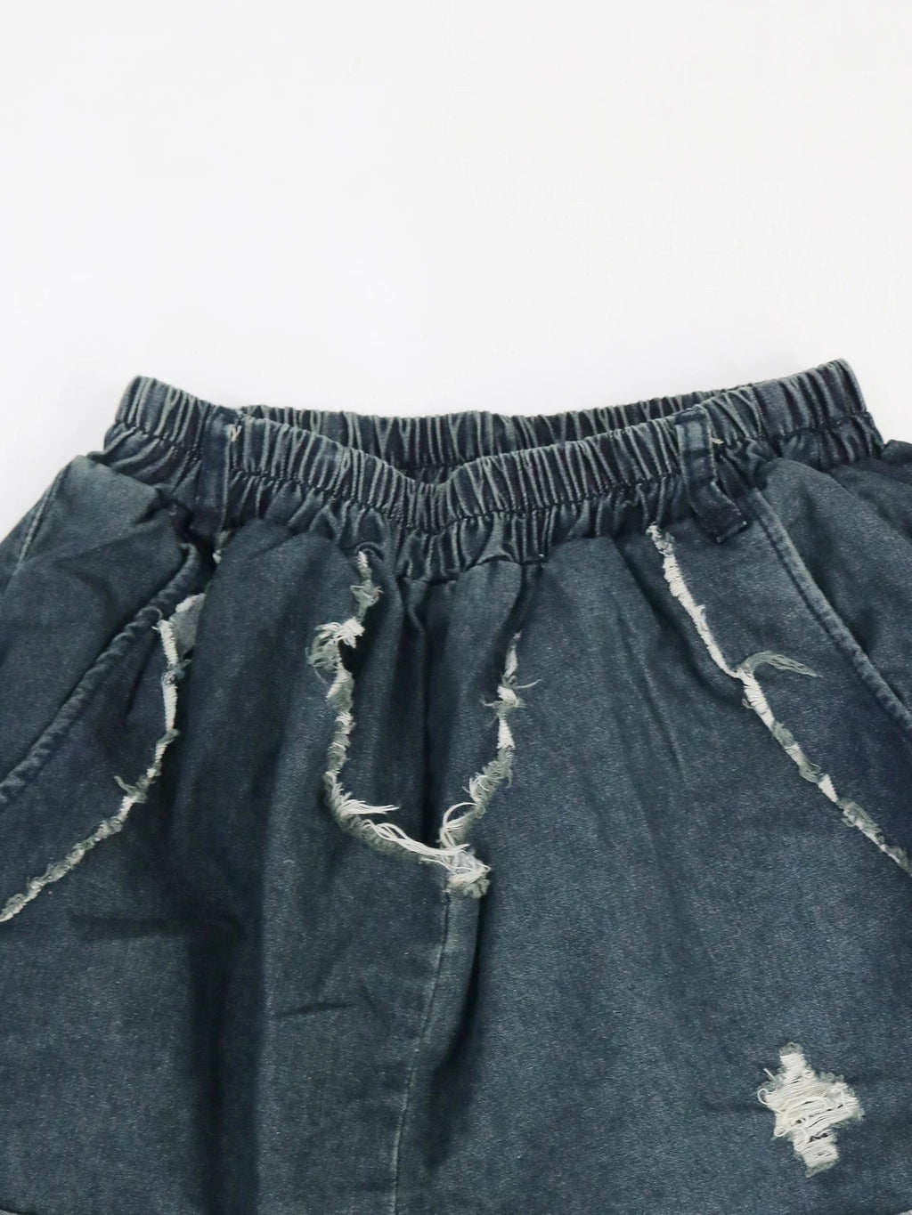 Jeans Women Harem Pants Hole Elastic Waist Tassels Washed Denim Pants Punk Y2k Streetwear 2025 Ripped Ankle Length Trousers Aviola