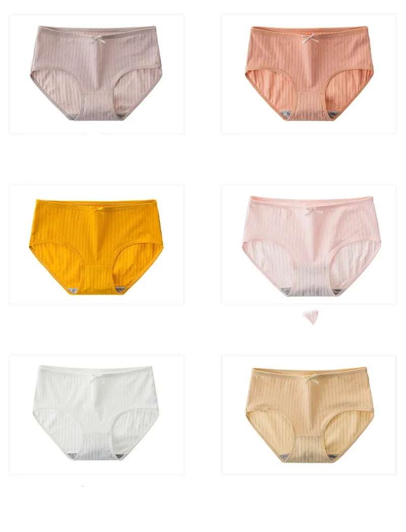 7Pcs/Set Cotton Panties Low Waist Briefs Women Sexy Lingerie Female Underpants Panty Solid Color Breathable Underwear Intimates Aviola