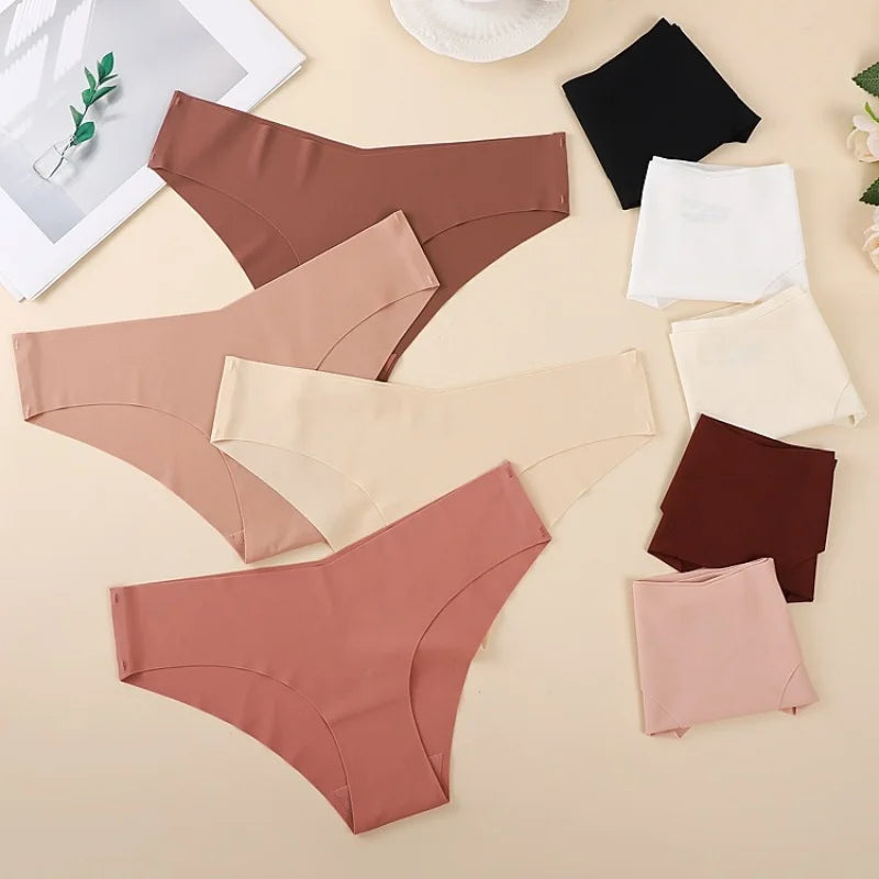 5Pcs/Set Women Panties Seamless Briefs Thin Female Vneck Underpants Summer Soft Panties Sexy Lingerie Underwear Underwear Aviola