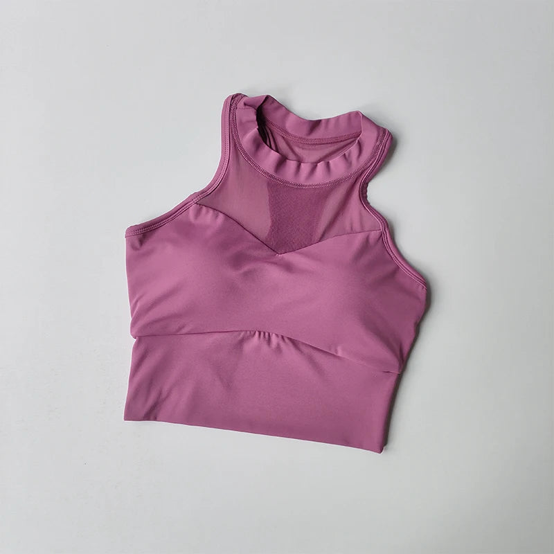 Women Breathable Mesh Shockproof Padded Gym Running Seamless Fitness Yoga Vest Gym Bra Tops Sexy Sports Bras for Women Gym Top Aviola
